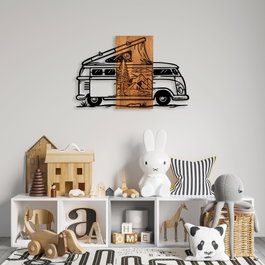 Wallity Caravan Holiday - 379 Accesorio de Pared de Madera y Metal Nogal y Negro